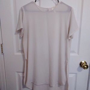 Truth NYC Large Women's White Beige Heart Polyester Shirt Tops Blouse